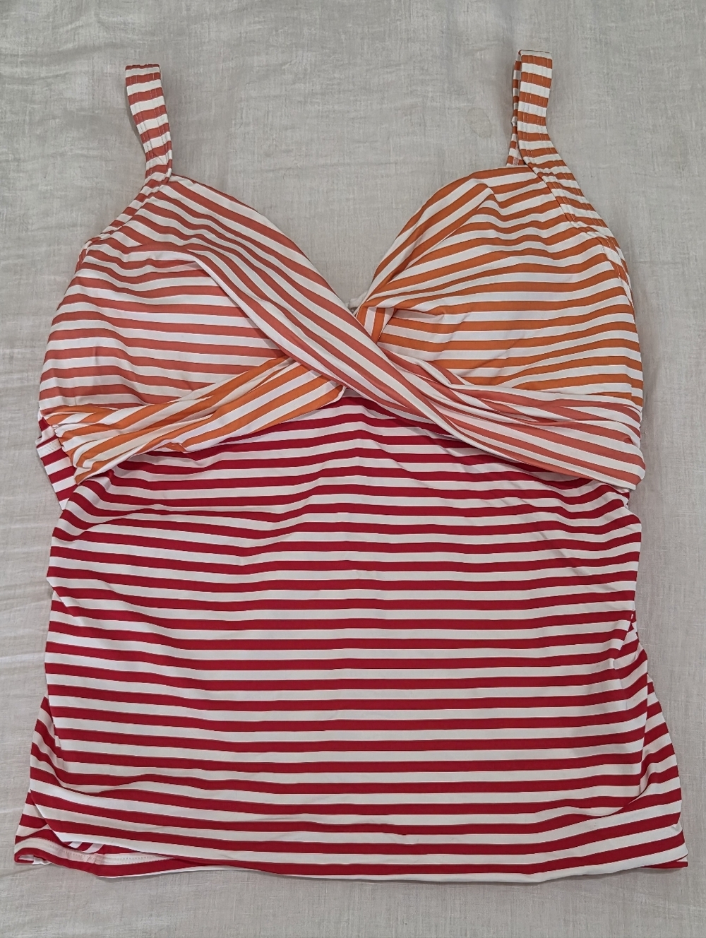 Striped Twist-Front Swim Top